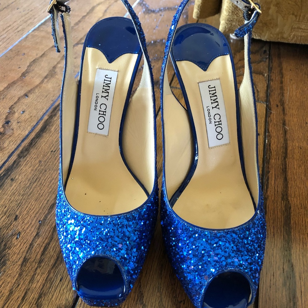 Jimmy Choo blue sparkle heel